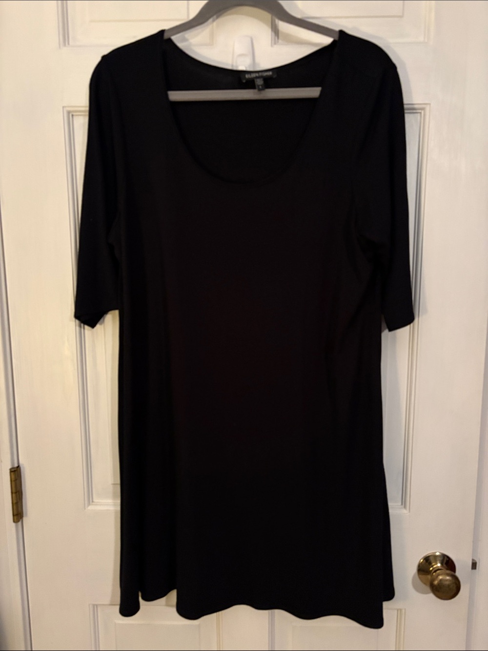 Eileen Fisher Black Mini Dress size large short sleeve like new